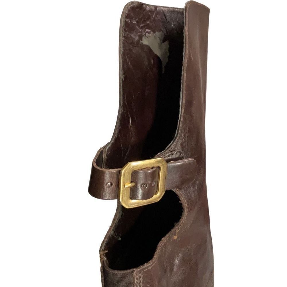 Dune London Brown Leather Over the Knee Riding Boots Open Back Buckle Sz 37 US 6 - Picture 9 of 13